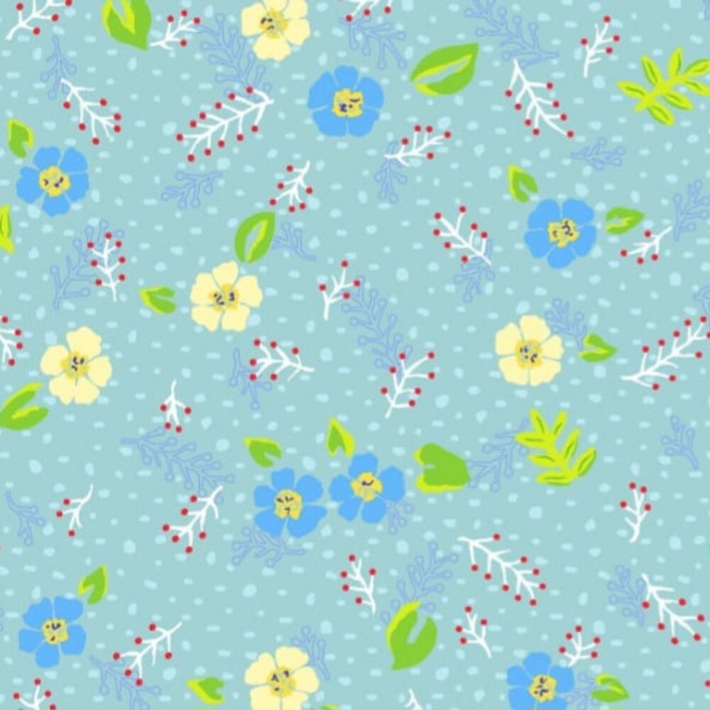 Fancy - Aqua Fabric - Playmaker by Victoria Findlay Wolfe for RJR Fabrics